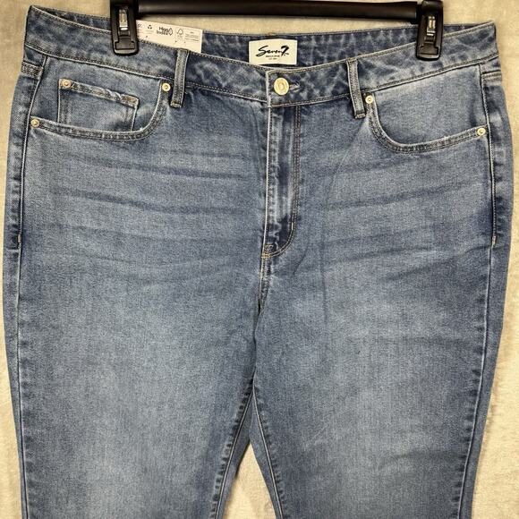 Seven7 NEW Loose Straight Leg Jean Womens 16 Blue Denim High Rise Stretch Zipper - Picture 2 of 16